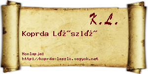 Koprda László névjegykártya